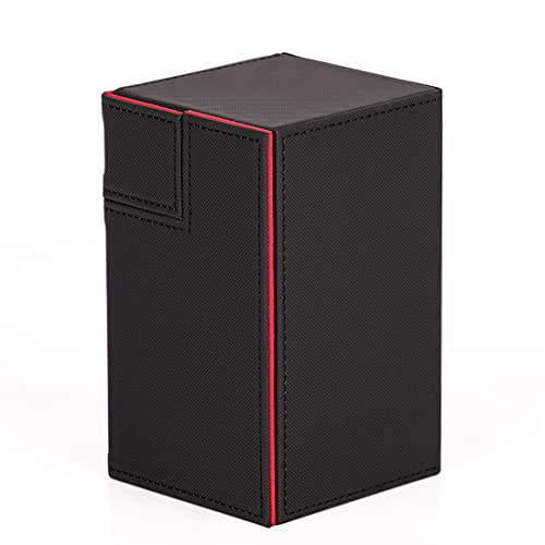 Ptdfjspt Ultra 100+Karten Stapel Box Leder Brett Spiele Karten Deck Etui für Spiele Magisch Alle Karten Keyforge,Schwarz Rot von Ptdfjspt