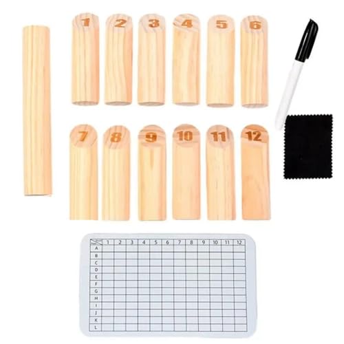Ptdfjspt Wurfspiel Aus, Hartholz, Wurf-Bowling-Spiel, Nummeriertes Block-Wurfspiel-Set von Ptdfjspt
