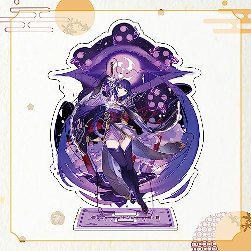 Ptdwaz Genshin Impact Merch, Genshin Impact Figure Acrylic Standing Desktop Decoration, Multi Character Station Peripheral Trinket Collection, Gift for Game Fans (Raiden Shogun) von Ptdwaz