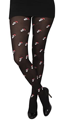 P'tit Clown re74173 Strumpfhose, Schwarz, Aufdruck Weihnachtsmannköpfe von Ptit Clown