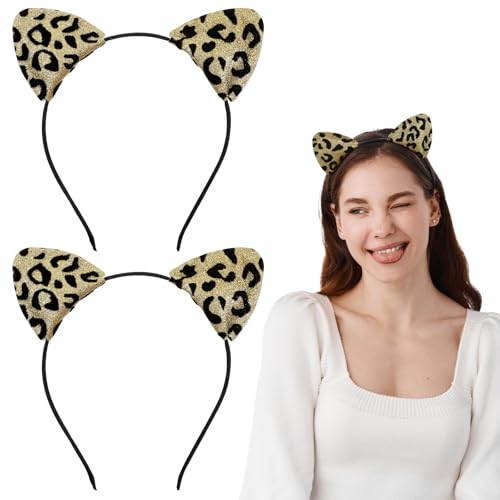 Ptwola 2 Stück Katzenohren Haarreif Leopard Haar Hoops Stirnband Stirnbänder Lustiges Tierkostüm Haarschmuck Kopfschmuck für Damen Mädchen Geburtstagsparty Cosplay Karneval Fasching Halloween Party Ptwola 2 Stück Katzenohren Haarreif Leopard Haar Hoops Stirnband Stirnbänder Lustiges Tierkostüm Haarschmuck Kopfschmuck für Damen Mädchen Geburtstagsparty Cosplay Karneval Fasching Halloween Party von Ptwola