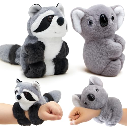 2 Stück Plüsch Koala Waschbär Schnapparmband(20cm) Kinder Spielzeug ab 3 Jahre,Koala Kuscheltier & Waschbär Kuscheltier, Animal Slap Bracelets Geschenke für Mädchen Junge von PtyPop