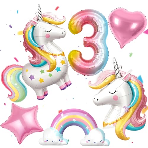PtyPop 7 Stück Einhorn Deko Kindergeburtstag Mädchen 3 4 5 6 Jahre, Einhorn Folienballon Regenbogen Herzluftballons, Einhorn Luftballon Stehend, Einhorn Kindergeburtstag Decorations Party Deko PtyPop 7 Stück Einhorn Deko Kindergeburtstag Mädchen 3 4 5 6 Jahre, Einhorn Folienballon Regenbogen Herzluftballons, Einhorn Luftballon Stehend, Einhorn Kindergeburtstag Decorations Party Deko von PtyPop