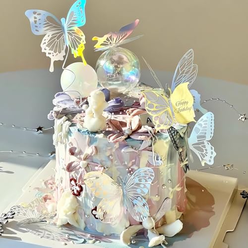 Ptyism 110 Stück Tortendeko Schmetterling,Schmetterlinge Tortendeko丨Kuchen Deko Schmetterlinge,Butterfly Cake Decoration Geeignet für Mädchen Schmetterling Thema Party Kuchen Dekoration Etc von Ptyism