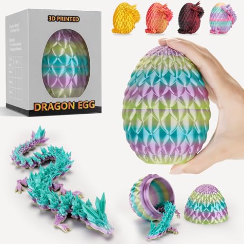 Ptyism 3D Gedrucktes Drachenei Mit Drache（Farbig-28CM-Drache） 3D-Gedrucktes Ei丨Dragon Egg,Drachen Ei für Kinder Erwachsene Heim Büro Schreibtischspielzeug von Ptyism
