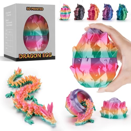 Ptyism 3D Gedrucktes Drachenei Mit Drache（Farbig-29CM-Drache） 3D-Gedrucktes Ei丨Dragon Egg,Drachen Ei für Kinder Erwachsene Heim Büro Schreibtischspielzeug von Ptyism
