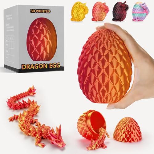 Ptyism 3D Gedrucktes Drachenei Mit Drache（Rot-28CM-Drache） 3D-Gedrucktes Ei丨Dragon Egg,Drachen Ei für Kinder Erwachsene Heim Büro Schreibtischspielzeug von Ptyism