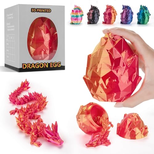 Ptyism 3D Gedrucktes Drachenei Mit Drache（Rot-29CM-Drache） 3D-Gedrucktes Ei丨Dragon Egg,Drachen Ei für Kinder Erwachsene Heim Büro Schreibtischspielzeug von Ptyism