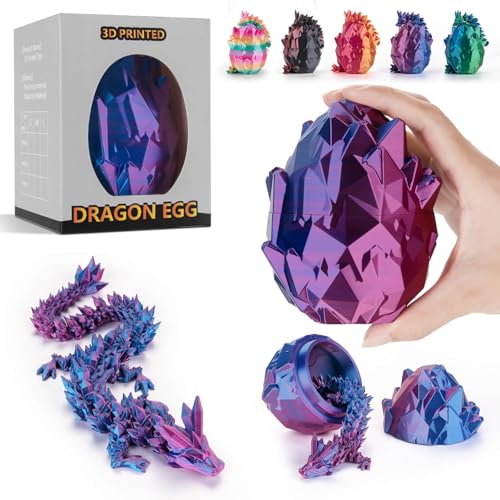 Ptyism 3D Gedrucktes Drachenei Mit Drache（Violett/grün-29CM-Drache） 4D-Gedrucktes Ei丨Dragon Egg,Drachen Ei für Kinder Erwachsene Heim Büro Schreibtischspielzeug von Ptyism