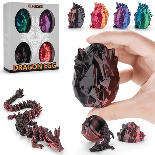 Ptyism 4 STK 3D Gedrucktes Drachenei Mit Drache（15.5CM-Drache/7CM-Ei） 3D-Gedrucktes Ei丨Dragon Egg,Drachen Ei für Kinder Erwachsene Heim Büro Schreibtischspielzeug von Ptyism