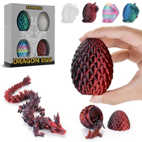 Ptyism 4 STK 3D Gedrucktes Drachenei Mit Drache（16CM-Drache/7CM-Ei） 3D-Gedrucktes Ei丨Dragon Egg,Drachen Ei für Kinder Erwachsene Heim Büro Schreibtischspielzeug von Ptyism