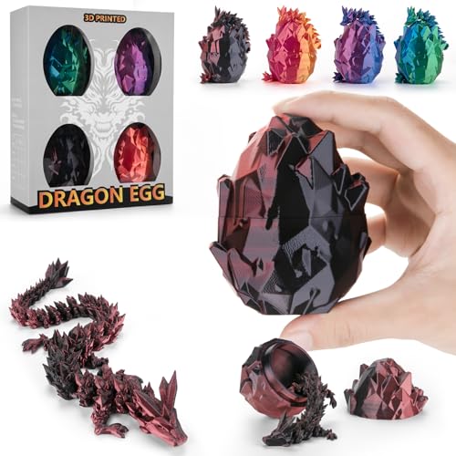 Ptyism 4 STK 3D Gedrucktes Drachenei Mit Drache（21CM-Drache/8.5CM-Ei） 3D-Gedrucktes Ei丨Dragon Egg,Drachen Ei für Kinder Erwachsene Heim Büro Schreibtischspielzeug von Ptyism