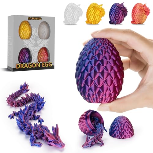 Ptyism 4 STK 3D Gedrucktes Drachenei Mit Drache（22.5CM-Drache/8.5CM-Ei） 3D-Gedrucktes Ei丨Dragon Egg,Drachen Ei für Kinder Erwachsene Heim Büro Schreibtischspielzeug von Ptyism