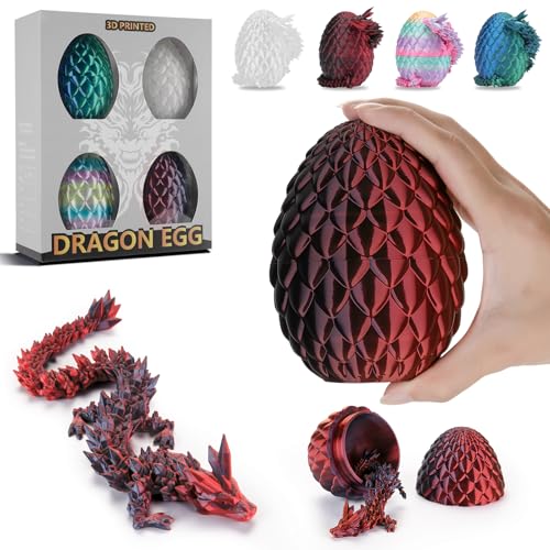 Ptyism 4 STK 3D Gedrucktes Drachenei Mit Drache（28CM-Drache/13CM-Ei） 3D-Gedrucktes Ei丨Dragon Egg,Drachen Ei für Kinder Erwachsene Heim Büro Schreibtischspielzeug von Ptyism