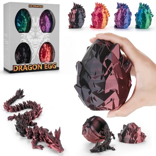Ptyism 4 STK 3D Gedrucktes Drachenei Mit Drache（29CM-Drache/12CM-Ei） 3D-Gedrucktes Ei丨Dragon Egg,Drachen Ei für Kinder Erwachsene Heim Büro Schreibtischspielzeug von Ptyism