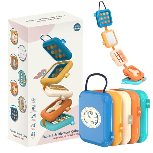 Ptyism Montessori Spielzeug, Busy Activity Cube für Kleinkinder 丨Reise Spielzeug, Reiseaktivitäten Busy Board für Montessori Spielzeug（Recommended from 18 Months） Motorikbrett Kleinkind Spielzeug von Ptyism