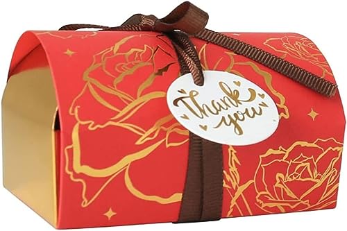 10 Stück Schmuckkästchen-Form, Papier, Süßigkeiten, Dragees, Geschenkboxen, Kekse, Schokolade, Makronen, Hochzeitsfeiern, Geschenkverpackungen for Kekse, Zucker (Farbe: Rot) (Größe: Rot) von PULaif