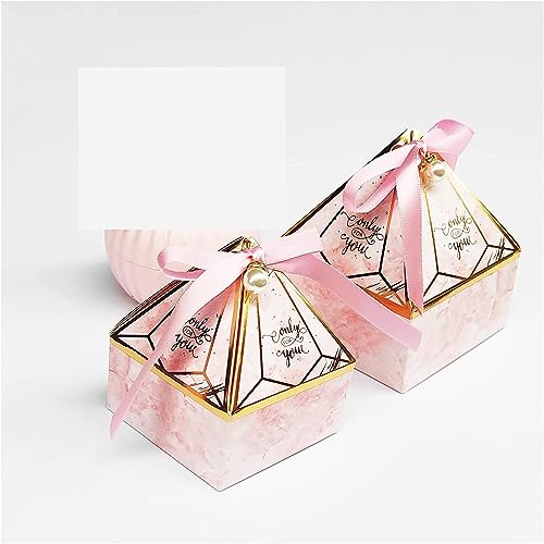 10 Stück neue Geschenkbox aus Papier, Edelsteinturm, Bonbonschachtel mit Band, Perlen, Hochzeitsgeschenk, Dekoration, Verpackung, Event- und Partybedarf (Farbe: Rot, Größe: S 7 x 7 x 8 cm, 10 Stück) ( von PuLAif