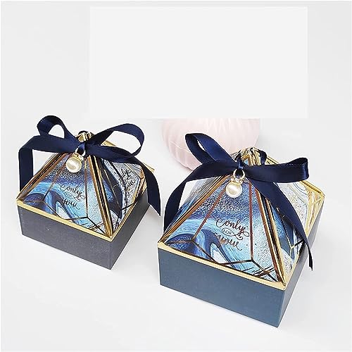 10 Stück neue Geschenkbox aus Papier, Edelsteinturm, Bonbonschachtel mit Band, Perlen, Hochzeitsgeschenk, Dekoration, Verpackung, Event- und Partyzubehör (Farbe: Rot, Größe: S 7 x 7 x 8 cm, 10 Stück) von PULaif