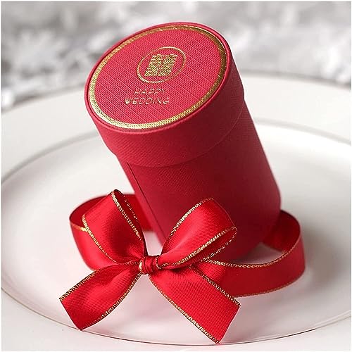 2 Stück kreative zylindrische Bonbonschachteln for Hochzeitsfeiern und Geschenkboxen, Papierboxen for Verpacken von Geschenktüten, passend for Hochzeitsdekoration (Farbe: Rot A, Größe: 2 Stück) (Farbe von PULaif