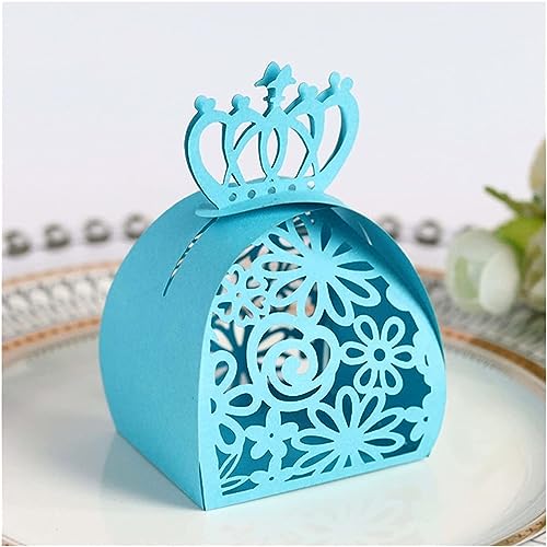 50 Stück goldene Geschenktüten for Hochzeitsfeiern, Rosenschnitt, hohl, for Süßigkeiten, Dragees, Taufe, Schokolade, Verpackungsbox, Papierbox (Farbe: goldene Rosenkrone, Größe: 50 Stück) (Farbe: Rosa von PULaif