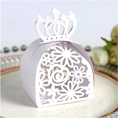 50 Stück goldene Geschenktüten for Hochzeitsfeiern, Rosenschnitt, hohl, for Süßigkeiten, Dragees, Taufe, Schokolade, Verpackungsbox, Papierbox (Farbe: goldene Rosenkrone, Größe: 50 Stück) (Farbe: Rosa von PULaif