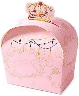 Bronzing Crown Geschenkbox, faltbar, for Hochzeitsfeiern, Bonbonfarben, kleine Schmuckpapierbox (Farbe: Pink, Größe: 50 Stück_8,5 x 5 x 9,5 (Farbe: Pink, Größe (Farbe: Pink, Größe: 10 von PULaif