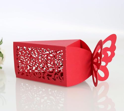 Rosen-Geschenkboxen for Süßigkeiten, dreieckige Papierverpackungsbox (Farbe: Rot, Größe: 100 Stück_5 x 5,5 x 9 cm) (Farbe: Rot, Größe: 100 Stück-5 x 5,5 x 9 cm (Farbe: Rot (Farbe: Rot, Größe: 50 Stück von PULaif