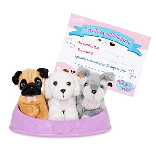 Pucci Pups 3 Kuscheltier Hunde Mops, Malteser und Schnauzer im Hundebett mit Zubehör – Plüschtier Welpen Set Adopt-a-Pup – Spielzeug für Kinder ab 2 Jahre Pucci Pups 3 Kuscheltier Hunde Mops, Malteser und Schnauzer im Hundebett mit Zubehör – Plüschtier Welpen Set Adopt-a-Pup – Spielzeug für Kinder ab 2 Jahre von Pucci Pups