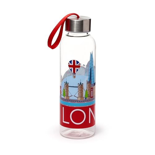 Puckator Trinkflasche 500 ml mit Metallverschluss – Ikonische Panorama London von Puckator
