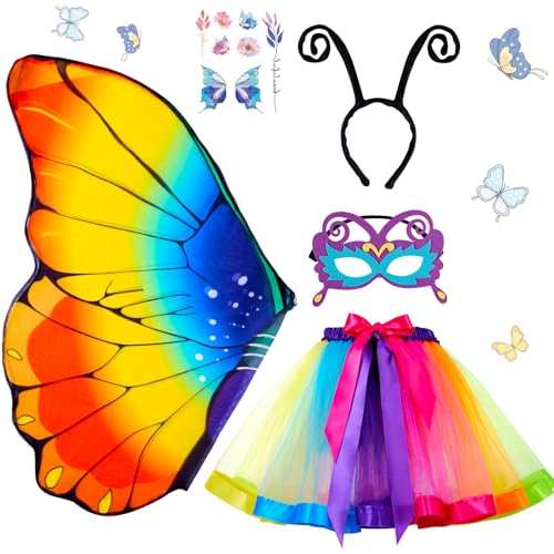 Puddry Schmetterling Kostüm Kinder, Schmetterlingsflügel Kinder mit Maske Tutu Rock Haarreif Tattoos, Tüllrock Mädchen, Verkleidungskiste Kinder Kostüm, für Halloween Karneval Faschingskostüme Kinder Puddry Schmetterling Kostüm Kinder, Schmetterlingsflügel Kinder mit Maske Tutu Rock Haarreif Tattoos, Tüllrock Mädchen, Verkleidungskiste Kinder Kostüm, für Halloween Karneval Faschingskostüme Kinder von Puddry