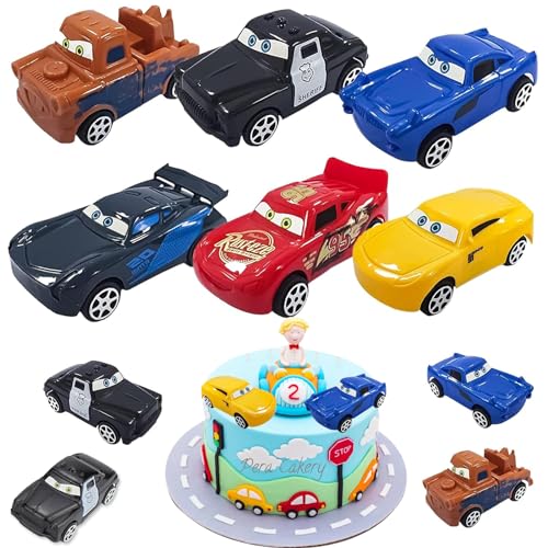 Puduoy Spielzeugauto Set,6 StückTortendeko Auto Kinder Spielfahrzeuge Cars Cake Topper Geburtstag Mini Rennen Kuchen Party Supplies Cars Geburtstagsdeko für Jungen Mädchen Kinder von Puduoy