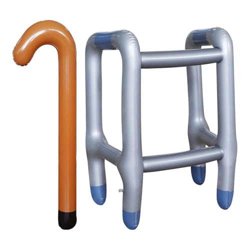 Aufblasbare Gehhilfe und Aufblasbarer Spazierstock 2 Stück, Aufblasbare Gehhilfe und Gehstock Set, Rollator Aufblasbar für Ihr Kostüm als Oma oder Opa zum Karneval Fasching Cosplay Aufblasbare Gehhilfe und Aufblasbarer Spazierstock 2 Stück, Aufblasbare Gehhilfe und Gehstock Set, Rollator Aufblasbar für Ihr Kostüm als Oma oder Opa zum Karneval Fasching Cosplay von Puedno