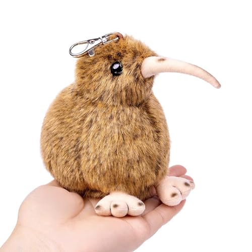 Kleines Kiwi Vogel Plüschspielzeug - Realistischer 5-Zoll Brauner Kiwi Vogel Stofftier, Niedlicher Kleiner Vogel Kiwi Schlüsselanhänger Plüschie als Geschenk für Ihre Freunde von PuffPurrs