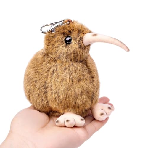 Kleines Kiwi Vogel Plüschspielzeug - Realistischer 5-Zoll Brauner Kiwi Vogel Stofftier, Niedlicher Kleiner Vogel Kiwi Schlüsselanhänger Plüschie als Geschenk für Ihre Freunde von PuffPurrs