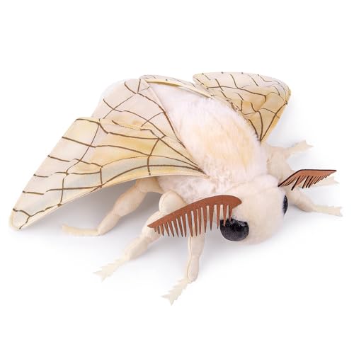 PuffPurrs Motte Plush 33CM/12IN, Kawaii Moth Plüschtier, Realistische Silk Moth Kuscheltier, Motten Stofftier Plüsch Spielzeug für Kinder Kuscheltiere, Geschenk für Natur- und Tierliebhaber von PuffPurrs