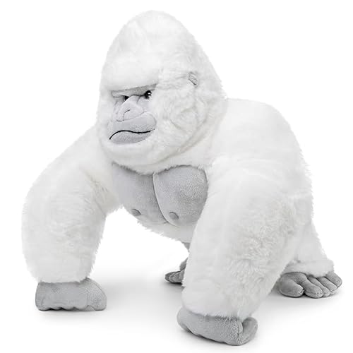 PuffPurrs Albino Gorilla Plush Toy - Realistic Albino Gorilla Stuffed Animals, 15 inches, Unique Forest Plushie Toys Model Dolls Collection for Kids von PuffPurrs