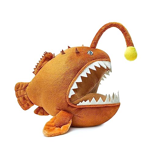 PuffPurrs Anglerfisch Plüschtier - 12" brauner Anglerfisch, gruselige Stofftiere, echte Meerestiere Goosefish Lanternfish Plüsch, Geschenk für Kinder, Geburtstag, Weihnachten, Halloween, Dekoration von PuffPurrs