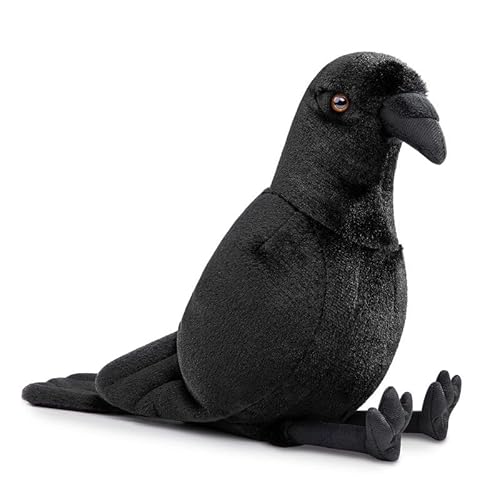 PuffPurrs Crow Plush Toy - Realistischer 12-Zoll Schwarzer Krähen Halloween Stofftier, Niedliches kleines Raben-Plüschgeschenk für Deine Freunde von PuffPurrs