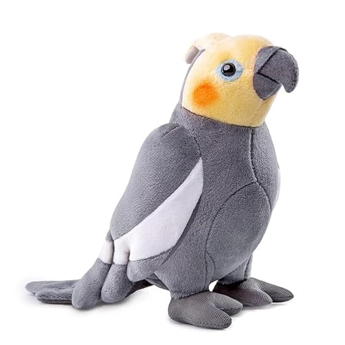 PuffPurrs Grey Cockatiel Plush Toy - Simulation 7-Zoll Papageien Stofftier, Niedliche kleine Vogelpuppen-Geschenk für Deine Freunde von PuffPurrs