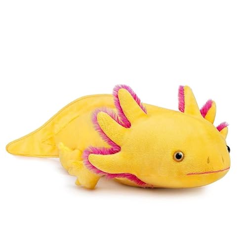 PuffPurrs Groß Axolotl Plüschspielzeug - Gelber Axolotl Fisch, weiche gruselige Stofftiere, 31 Zoll, niedliche gelbe Eidechsen-Spielzeuge, echtes Plüschtier, Geschenksammlung für Kinder von PuffPurrs