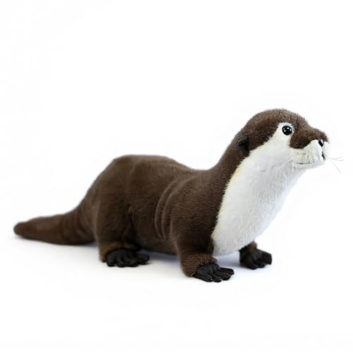 PuffPurrs Lebensecht Fischotter Plüschtier, Realistisches Braunes Fell Stromlinienförmiger Körper Stofftierspielzeug, Süßer Langer Flacher Schwanz Einzigartiges Geschenk, 42 cm von PuffPurrs