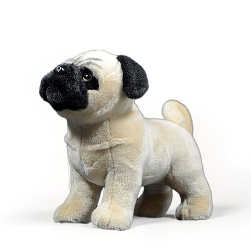 PuffPurrs Lebensechter Mops Plüsch, Realistisches Mops Kuscheltier, Niedliches Faltenreiches Gesicht Hund Geschenk, 27 CM/10 Zoll von PuffPurrs