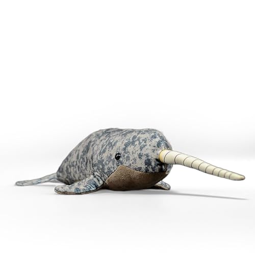 PuffPurrs Lebensechter Narwal Plüsch, Realistisches Monodon Monoceros Kuscheltier, Einzigartiges Arktisches Wal Geschenk, 15 Zoll von PuffPurrs