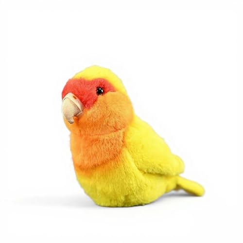 PuffPurrs Lebensechter Rosenköpfchen-Plüschtier, Realistisches hellgrünes Gefieder, Süßes Pummeliges Agapornis-Schlüsselanhänger-Geschenk, 15cm von PuffPurrs
