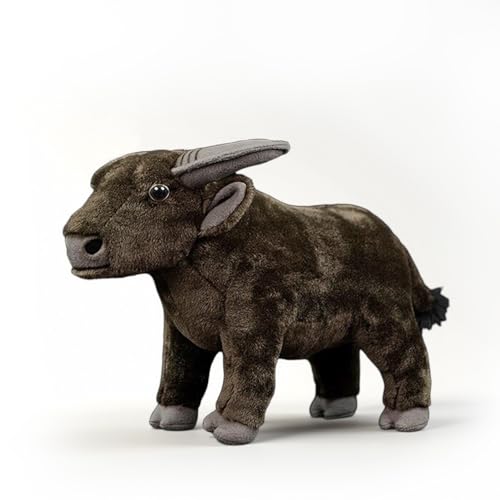 PuffPurrs Lebensechter Wasserbüffel-Plüsch, Realistischer Wasserbüffel-Teddy, Sammler-Landtier Plüschgeschenk, 30 cm von PuffPurrs