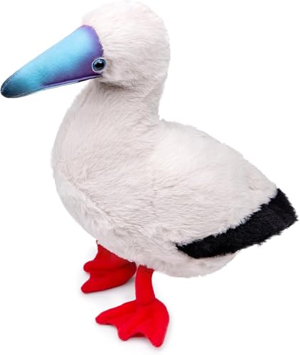 PuffPurrs Lebensechtes Rotfußtölpel Plüschtier, Realistischer Tölpelvogel Teddy, Süße Leuchtend rote Füße Kissen-Geschenk, 14 cm von PuffPurrs