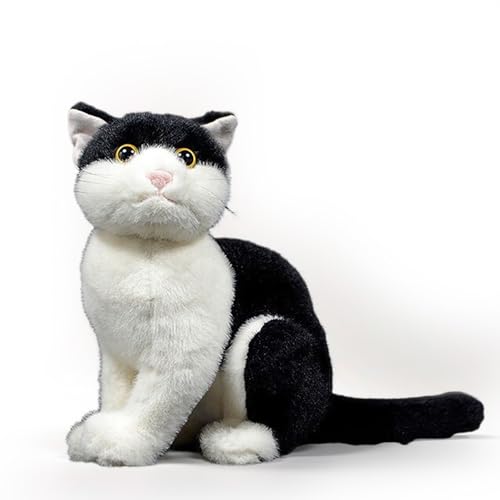 PuffPurrs Lebensechtes Tuxedo-Katzen Plüschtier, Realistische Schwarz-Weiß-Katze Teddy, Süße rosa Nase Kissen-Geschenk, 23 cm PuffPurrs Lebensechtes Tuxedo-Katzen Plüschtier, Realistische Schwarz-Weiß-Katze Teddy, Süße rosa Nase Kissen-Geschenk, 23 cm von PuffPurrs
