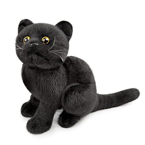 PuffPurrs Schwarze Katze Plüsch, Simulation Schwarze Katze Stofftier, niedliche 12 Zoll Plüschkatze, weiche Katzenspielzeug für Kinder von PuffPurrs
