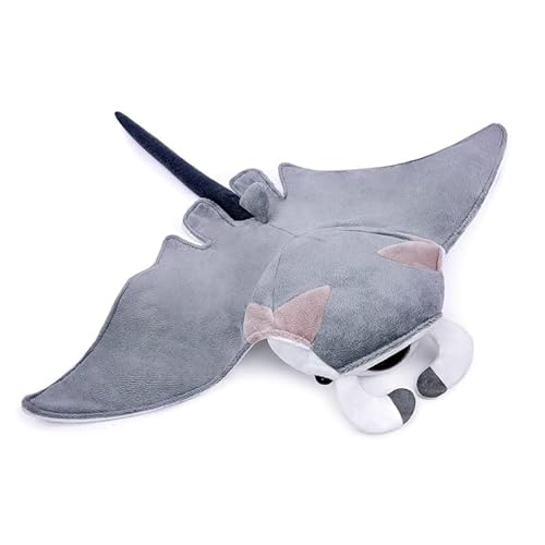PuffPurrs Simulation Manta Ray Stuffed Plush Toy - Echtes lebensechtes Meereslimulus-Tier, Stachelrochen Teufelsfisch Plüschtier, superweiche Plüschpuppen, 19 Zoll, Geschenke für Kinder von PuffPurrs